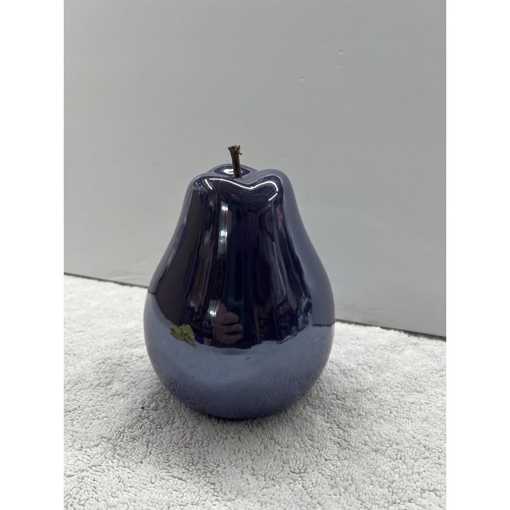 Decorative Fine Ceramic Pear‎ Sculpture Pearlescent Finish Purple